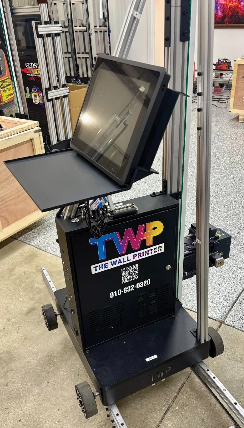 Branded cabinet panel printed directly on the equipment surface