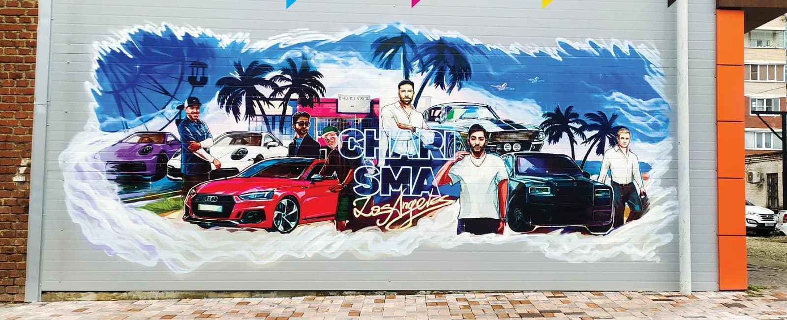 Large format graphic printed on an exterior surface in Los Angeles